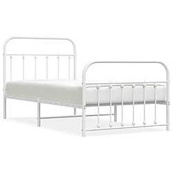 Maison Chic Lit adulte - Lit simple Cadre de lit métal avec tête de lit/pied de lit,Structure du lit Contemporain pour chambre blanc 100x190cm -MN85367