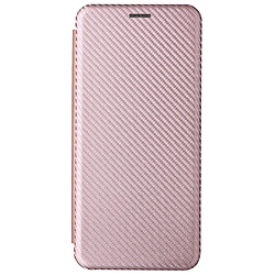 Coque en TPU + PU texture en fibre de carbone, anti-empreintes digitales, fermeture magnétique auto-absorbée avec support, or rose pour votre ZTE Blade V30