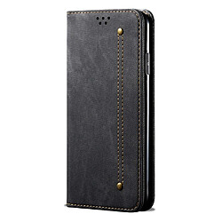 Etui en PU tissu de jeans noir pour votre OPPO A52/A72/A92