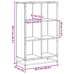 vidaXL Bibliothèque sonoma gris 65,5x33x107,5 cm bois d'ingénierie pas cher