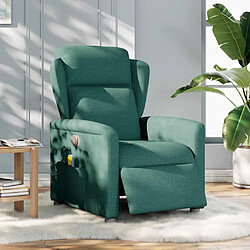 vidaXL Fauteuil de massage inclinable électrique Vert foncé Tissu