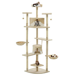 vidaXL Arbre à chat avec griffoirs en sisal 203 cm Beige et Blanc