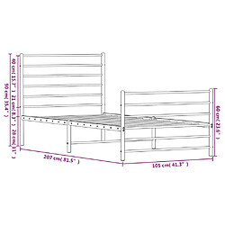 vidaXL Cadre de lit métal sans matelas et pied de lit blanc 100x200 cm pas cher