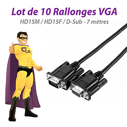 Lot x10 Rallonges VGA 7 mètres Mâle Femelle M/F 117830 HD15M HD15F D-Sub NEUVES - Occasion