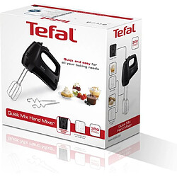 Tefal Quick Mix Batteur à Main avec Crochets Pétrisseurs et Fouets - HT3108 - 300W - Noir pas cher