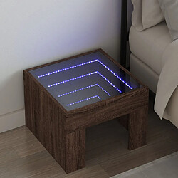 vidaXL Table de chevet avec LED infini chêne marron 40x40x30 cm