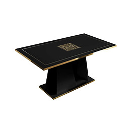 Dansmamaison Table de repas 160 cm Noir brillant/Or - NAHESA