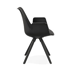 Avis Mes Fauteuil design noir et piètement en bois noir - SHAFT