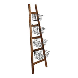 Helloshop26 Étagère échelle 4 paniers de stockage à grille 144,5 x 26 - 81 x 17 cm 03_0007725 