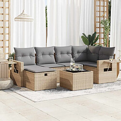 vidaXL Salon de jardin avec coussins 7 pcs beige résine tressée