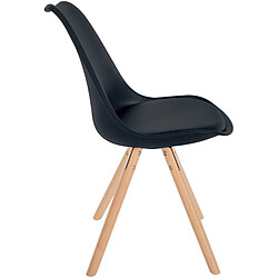 Avis Decoshop26 Chaise de salle à manger x1 style scandinave assise en plastique noir et pieds ronds en bois clair 10_0001452