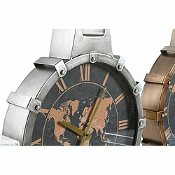 Avis Horloge Murale DKD Home Decor 42 x 8,5 x 54 cm Verre Argenté Doré Fer Mappemonde (2 Unités)