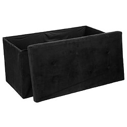 Pegane Coffre/pouf pliable en MDF et polyuréthane coloris noir - Dim : L76 x l38 x H38 cm