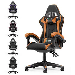 Fauteuil de Bureau - BIGZZIA Chaise Gaming - Siège de Bureau Réglable Gaming Racing - avec coussin et dossier inclinable - Orange