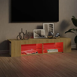 Avis vidaXL Meuble TV avec lumières LED chêne sonoma 135x39x30 cm