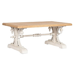 Pegane Table basse, table de salon en bois de sapin coloris blanc, naturel - longueur 110 x profondeur 65 x Hauteur 46 cm