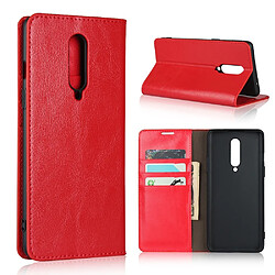 Etui en cuir véritable Cheval fou avec support rouge pour votre OnePlus 8