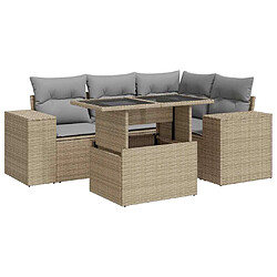 vidaXL Salon de jardin avec coussins 5 pcs beige résine tressée