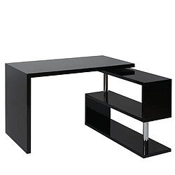 Decoshop26 Bureau d'angle moderne table d'ordinateur avec étagère pivotante 120x60cm MDF et acier noir 04_0001396 