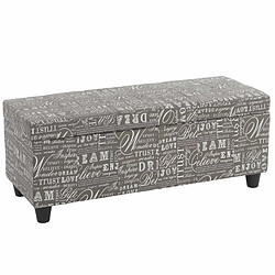 Mendler Banc/banquette/coffre de rangement Kriens, 112x45x45cm, tissu ~ gris words fabric