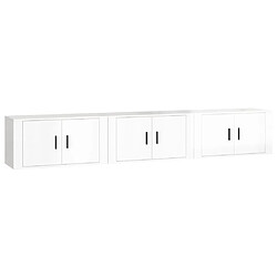 vidaXL Meubles TV muraux 3 pcs blanc brillant 80x34,5x40 cm