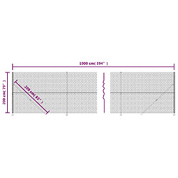 vidaXL Clôture à mailles losangées avec bride anthracite 2x10 m pas cher