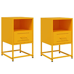 vidaXL Tables de chevet 2 pcs jaune moutarde 36x39x60,5 cm acier