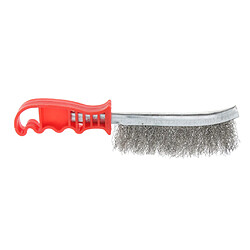 Brosse à main en acier robuste pour fil métallique pour nettoyage de peinture antirouille, rouge clair