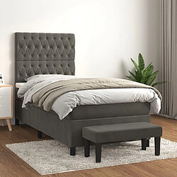 Maison Chic Lit adulte- Lit + matelas,Sommier à lattes de lit et matelas Gris foncé 90x190 cm Velours -GKD87118