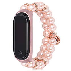 Bracelet en métal motif de fausses perles avec décor de boules, rose pour votre Xiaomi Mi Band 5/6