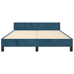 Maison Chic Lit adulte - Cadre Structure de lit avec tête de lit Contemporain Bleu foncé 140x190 cm Velours -MN26675 pas cher