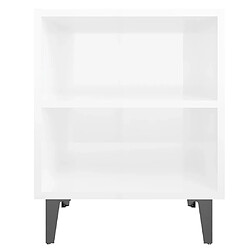 Maison Chic Lot de 2 Tables de chevet,Table de nuit,Table d'appoint pour salon pieds en métal - blanc brillant 40x30x50cm -MN74597 pas cher