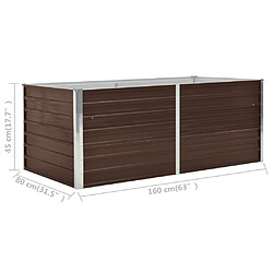 vidaXL Jardinière 160 x 80 x 45 cm Acier galvanisé Marron pas cher