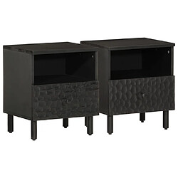 vidaXL Tables de chevet 2 pcs noir 40x33x46 cm bois de manguier solide