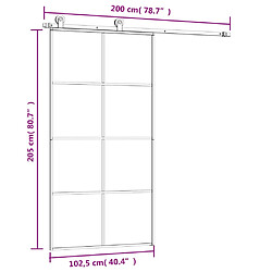 vidaXL Porte coulissante et kit de quincaillerie 102,5x205cm Verre ESG pas cher