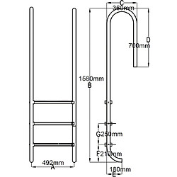 vidaXL Échelle de piscine à 3 échelons Acier inoxydable 304 120 cm pas cher