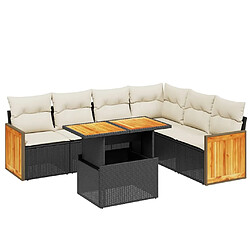 Maison Chic Ensemble Tables et chaises d'extérieur 7pcs avec coussins,Salon de jardin noir résine tressée -GKD265611