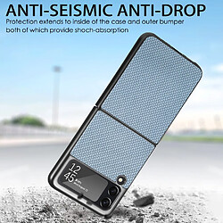 Coque en TPU + PU texture en fibre de carbone, antichoc bleu ciel pour votre Samsung Galaxy Z Flip3 5G