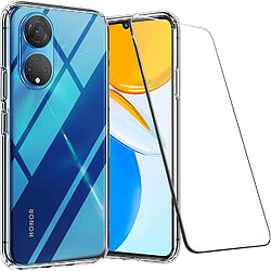 Pack coque transparente en TPU et vitre protection écran en verre trempé FULL cover noir pour Honor X7 - XEPTIO