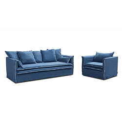 Avis Inside 75 Cartagene - fauteuil en lin bleu - 80 cm