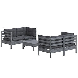 Avis Maison Chic Ensemble de 5 Tables et chaises d'extérieur avec coussins,Salon de jardin anthracite bois de pin -GKD378845