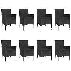 Acheter Maison Chic Mobilier à dîner 9 pcs de jardin avec coussins - Ensemble table et chaises d'extérieur - Salon/Mobilier de jardin classique noir résine tressée -MN83447