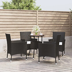 Maison Chic Ensemble de bistro 5 pcs coussins,Table + chaises + coussins de jardin noir poly rotin -GKD156310