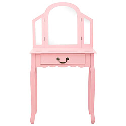 Avis Helloshop26 Coiffeuse et tabouret 65 x 36 x 128 cm bois MDF rose 02_0006382