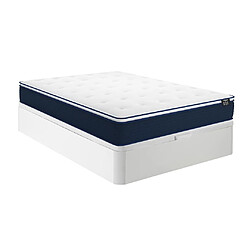 Vente-Unique Ensemble 140 x 190 cm sommier coffre blanc + matelas ressorts ensachés et surmatelas intégré ép.24cm - ALTIER de YSMÉE