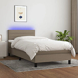 Sommier à lattes LED,Cadre à lattes de lit avec matelas pour Adulte Taupe 100x200 cm Tissu -MN23443