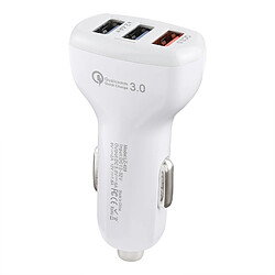 Wewoo Chargeur voiture QC3.0 2.4A trois ports USB de rapide et intelligent (Blanc)