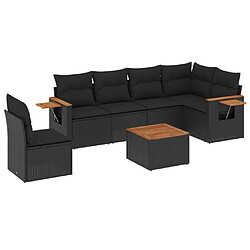 Maison Chic Salon de jardin 7 pcs avec coussins | Ensemble de Table et chaises | Mobilier d'Extérieur noir résine tressée -GKD96204