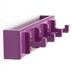 Decoshop26 Porte-clés mural polyvalent 4 crochets étagère violet 40x10x13cm DIV06007