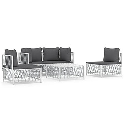 Maison Chic Salon de jardin 5 pcs avec coussins - Table et chaises d'extérieur - Mobilier/Meubles de jardin Moderne blanc acier -MN53972